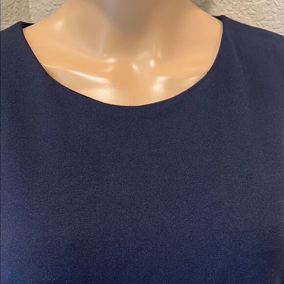 Calvin Klein Blue Ruffled Asymmetrical Sheath Dress - Picture 2 of 8